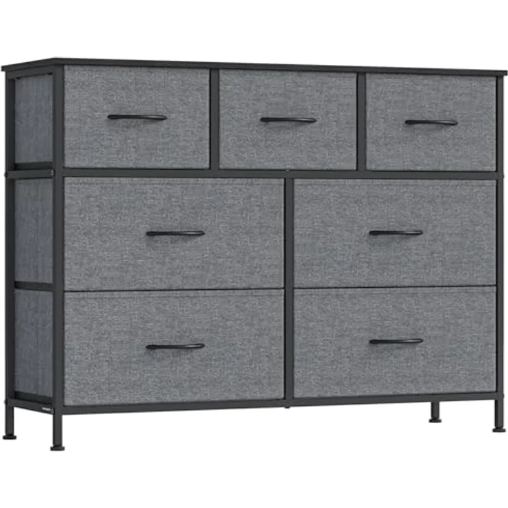 SONGMICS BELLAH Kollektion - Kommode, Schrank, Aufbewahrungsschrank, Stahl, für Schlafzimmer, Flur, Wohnzimmer, 7 Schubladen, modern, schiefergrau LGS323G101 – Bild 1