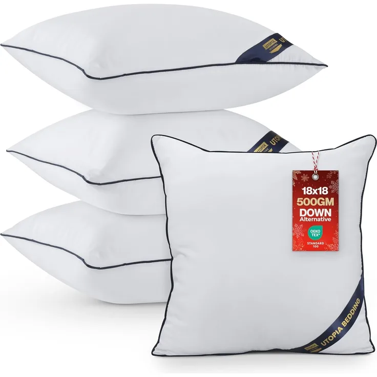 Utopia Bedding Kissen, Kissenfüllung für Bett und als Dekokissen, Sofakissen, Zierkissen für Couch (4, Weiß, 45x45 cm)
