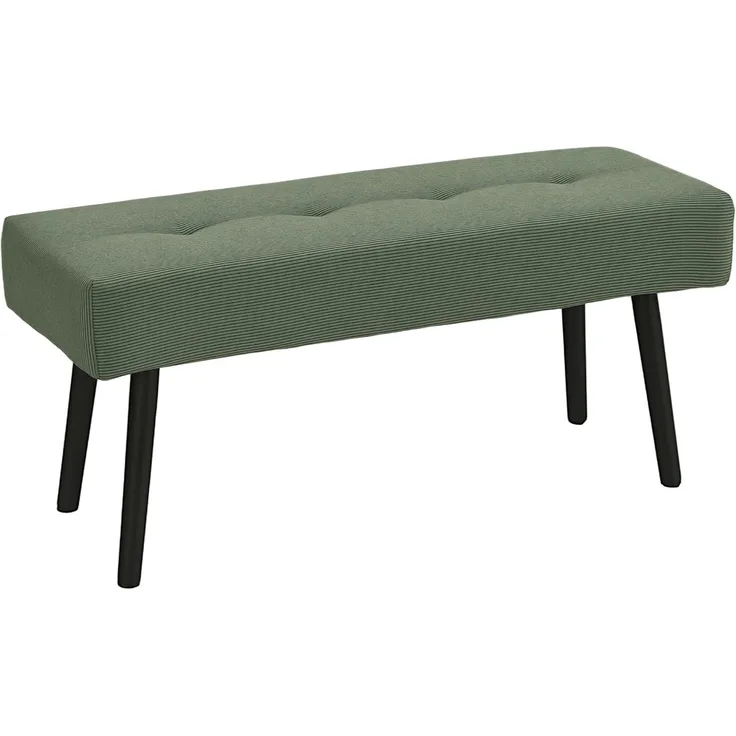 HOMCOM Polsterbank Sitzbank mit Cordbezug, Metallbeinen, Flurmöbel, 220 kg belastbar (Schuhbank, 1-St, getuftete Bettbank), für Schlafzimmer, Wohnzimmer, Flur 100 x 36 x 45 cm Grün