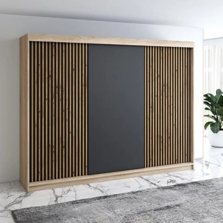 A&J MöbelLand GmbH Schiebetürenschrank IOSA 200 cm – Moderner Kleiderschrank mit 3D-Lamellen (TOP ANGEBOT! Geräumiger Schrank mit einer Breite von 200 cm ideal zur Aufbewahrung von Kleidung und Accessoires. Wählen Sie das ideale Modell für Ihr Schlafzi... – Bild 2