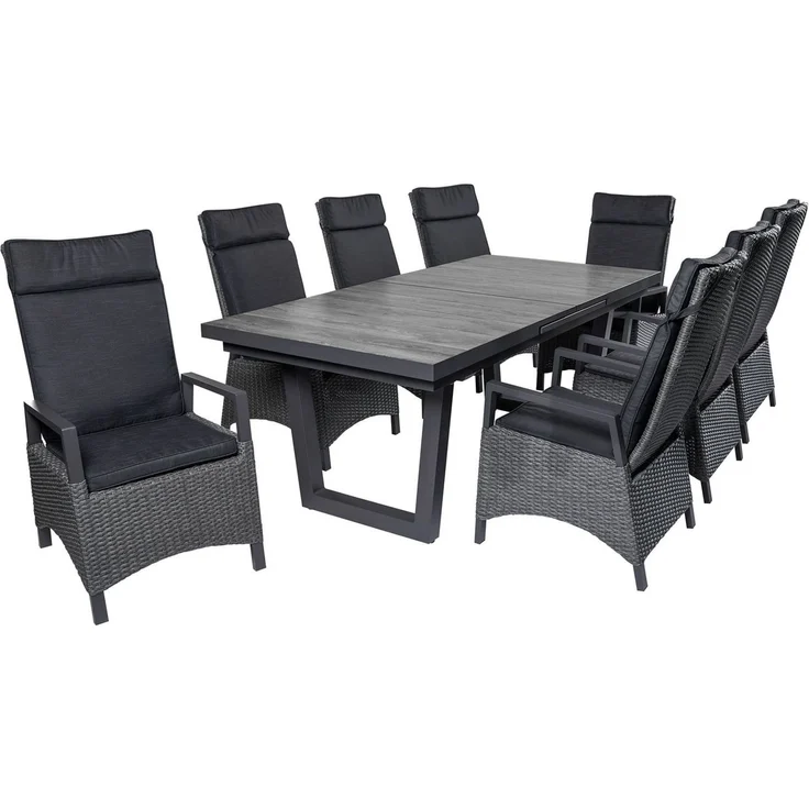 KERAMO Ausziehtisch 100x200, Platte Keramik Holzoptik dunkelgrau, Alu- Gestell V-Fuß, Synchronauszug – Bild 3