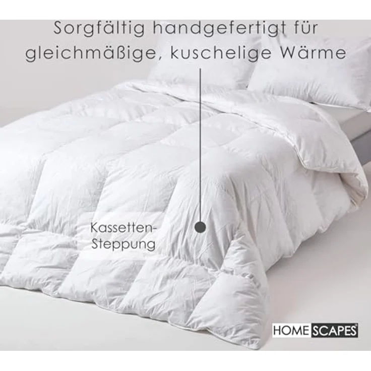 Homescapes Federbettdecke Winterbettdecke 135x200 cm – Entenfedern & Daunen, Wärmeklasse 4, Füllung: 85 % Entenfedern, 15 % Entendaunen – Bild 8