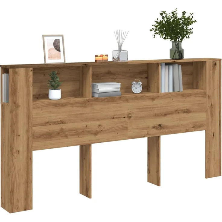 Bett-Kopfteil Mit Ablagen, Artisan-Eiche, 200 x 18,5 x 102,5 cm – Bild 10