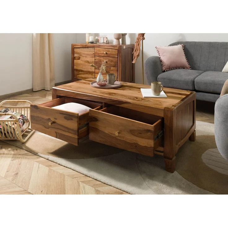 Couchtisch Sheesham 115x60x45 braun lackiert ANCONA #102 – Bild 4