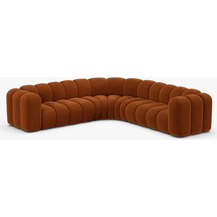 Micadoni symmetrisches Ecksofa Lupine 5-Sitzer mittelgroß Samt Salvador Terrakotta – Bild 4