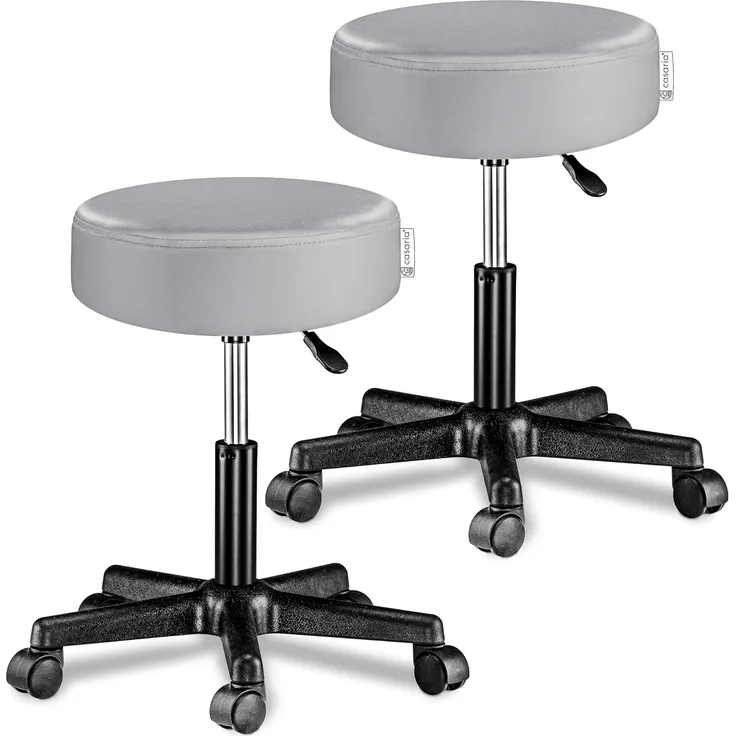 CASARIA® Rollhocker 2er Set Kunstleder Grau