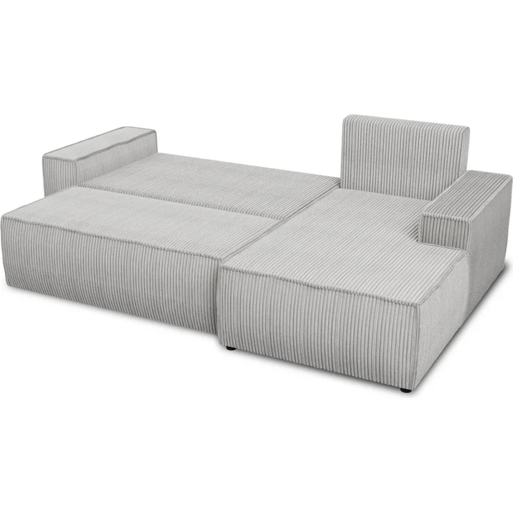 Ecksofa Totti L mit Schlaffunktion und Bettkasten - Cord Stoff - L-Form Couch, Polstersofa, Schlafsofa, Sofagarnitur (Grau (Poso 110) Seite: Links) – Bild 3