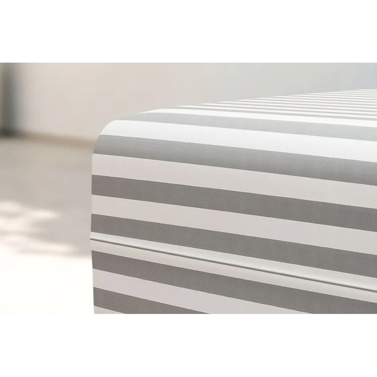 Outdoor-Pouf mit Streifen, weiß und grau – Bild 2