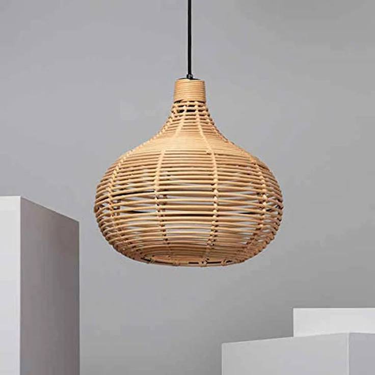 LEDKIA LIGHTING Pendelleuchte Ratán Yantai, E27, 38 cm hoch, natürliche Rattan-Verarbeitung, leicht und robust – Bild 2