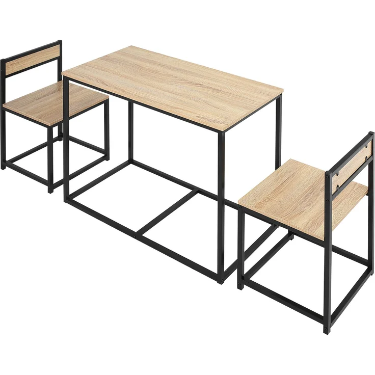 MELAYR, Esstisch-Set mit 2 Stühlen, Kompaktes Set aus Tisch und Stühlen für Esszimmer, 90 x 47 x 76 cm, Eiche – Bild 2