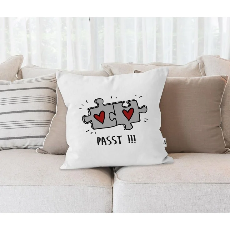 MoonWorks Dekokissen Kissenbezug Passt!!! 2 Puzzleteile Geschenk Liebe Beziehung Jahrestag Valentinstagsgeschenk Weihnachtsgeschenk Moonworks® – Bild 3