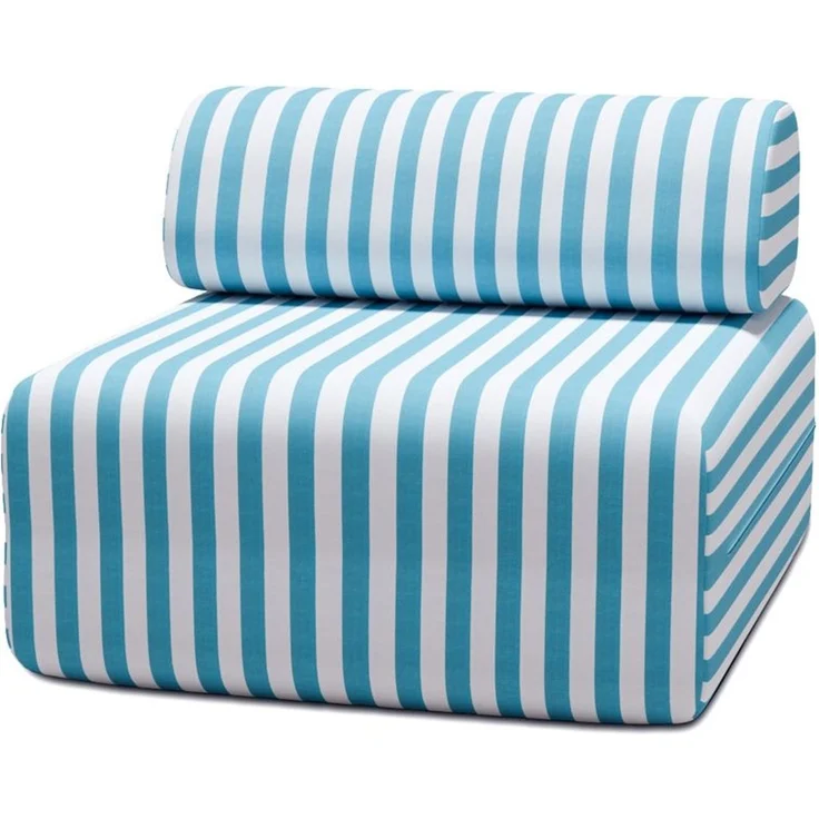 Gestreifter Outdoor-Sessel, weiß und blau – Bild 1