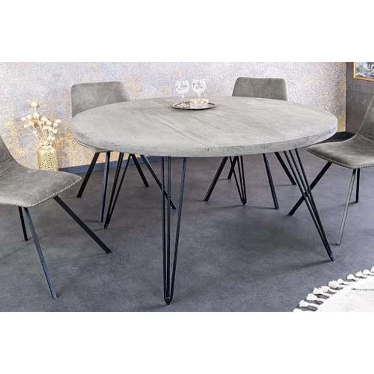 riess-ambiente Esstisch SCORPION Ø80cm grau / schwarz (Einzelartikel, 1-St), Küche · Massivholz · Metall · Hairpin Legs · rund · Industrial Design – Bild 2