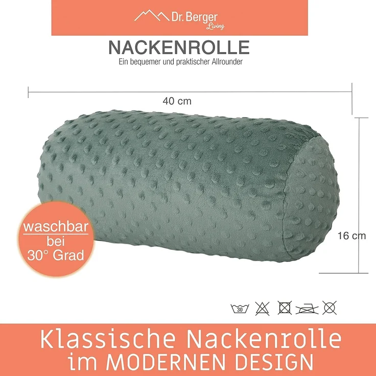 Dr. Berger Nackenrolle Minky Jadegrün 40 x 16 cm – Bild 2