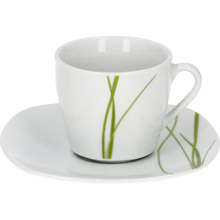 Van Well Bali Espressotasse + Untertasse im 2-tlg.-Set, Liniendekor, edles Marken-Porzellan