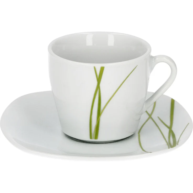Van Well Bali Espressotasse + Untertasse im 2-tlg.-Set, Liniendekor, edles Marken-Porzellan – Bild 1