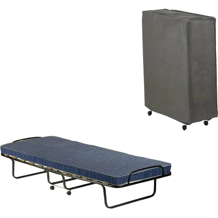 Talamo Italia - Ada-Klappbett, Feldbett mit 12 Latten, inklusive Matratze, platzsparendes Kinderbett, 100% Made in Italy, 80 x 190 x 37 cm, mit Hülle