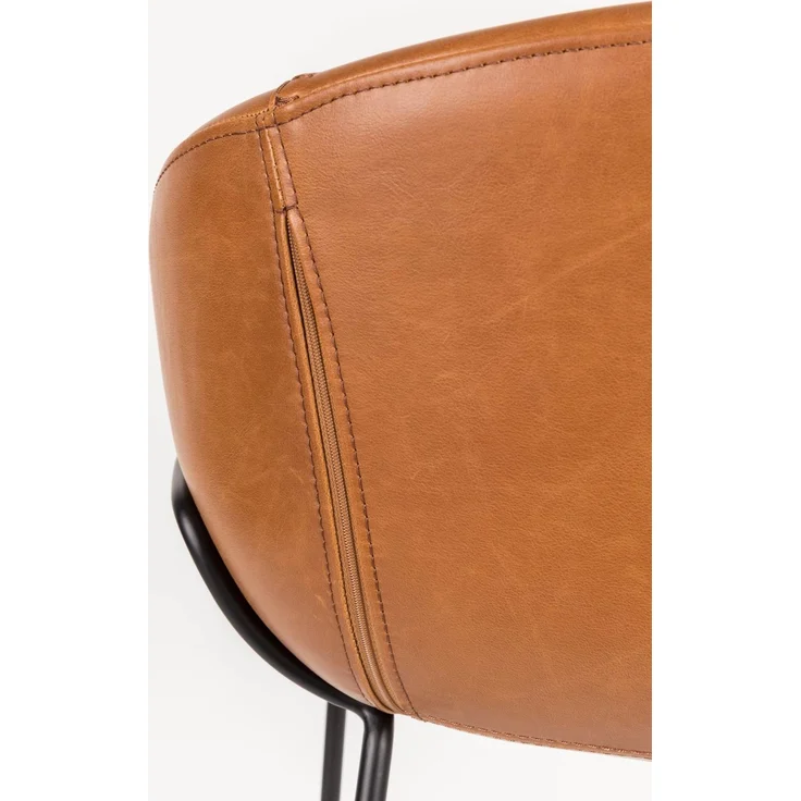 Zuiver Barhocker Feston im 2er-Set, Braun aus 100% Kunstleder mit schwarzem Stahlgestell, Sitzhöhe 65 cm, belastbar bis 100 kg – Bild 8