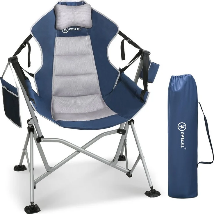HOMECALL Campingstuhl Stühleschaukelstuhl outdoor Klappstuhl Faltbare Hängestuhl (Biz 180 KG, mit verstellbarer Rückenlehne, Lordosenstütze und Kopfstütze) – Bild 5