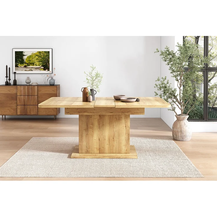 Esstisch ausziehbar, L110-130cm, Natur, mit Stauraum, platzsparend, B70xH75 cm – Bild 2