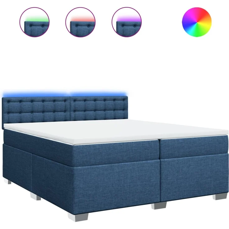 vidaXL Boxspringbett mit Matratze Blau 200x200 cm Stoff 3288315 – Bild 2