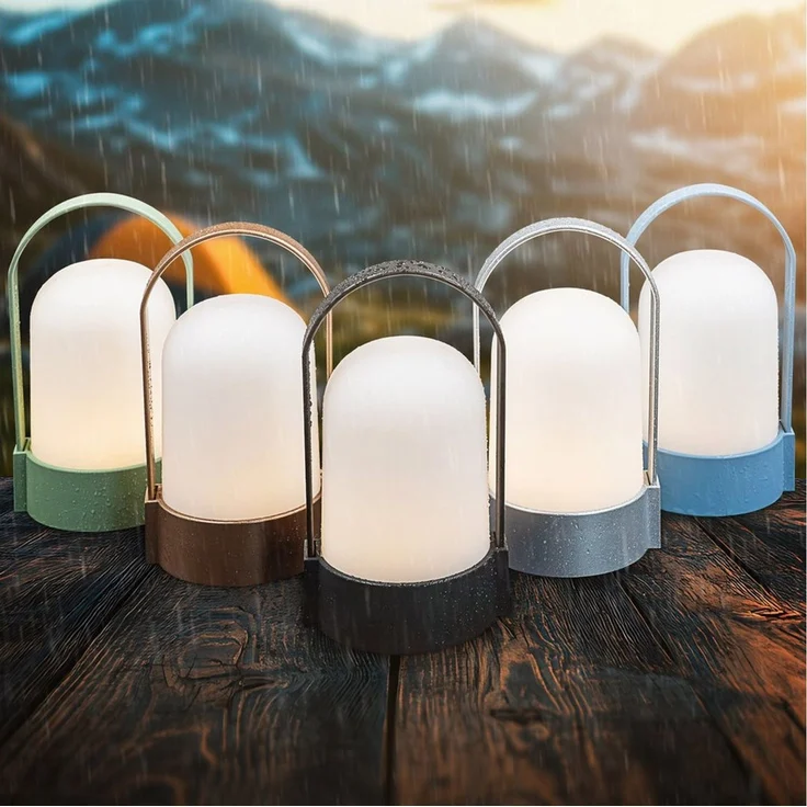 BRILONER - LED Tischlampe kabellos IP44 mit Touch, dimmbar in Stufen, USB-C, Akku tauschbar, Nachttischlampe, Leselampe, LED Lampe, Campinglampe, Tischleuchte, Akku Lampe, Outdoor, 9 x 8 x 15,5 cm, blau