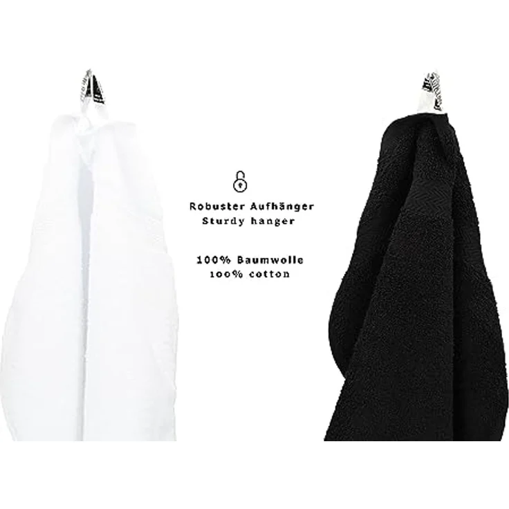 Betz Gästehandtücher 10 Stück Premium 30x50 cm Farbe weiß und schwarz, 100% Baumwolle – Bild 4