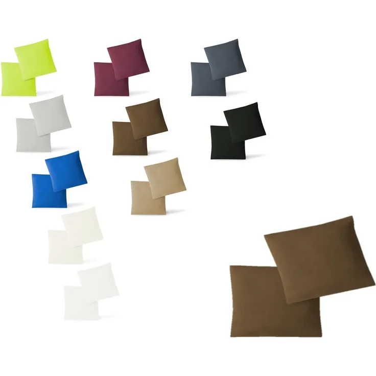 Jersey Kissenbezug, 2er Set, Schokobraun, 40x40 cm