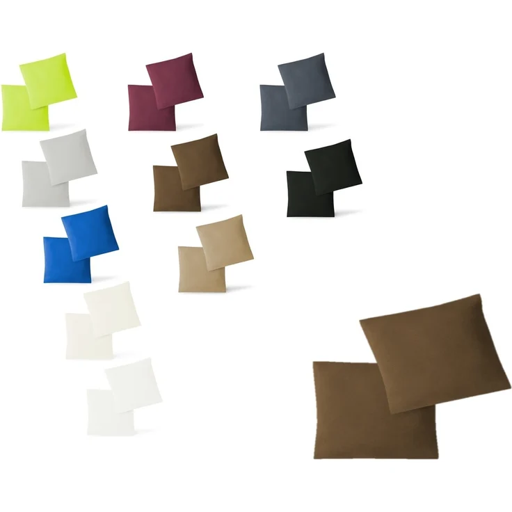 Jersey Kissenbezug, 2er Set, Schokobraun, 40x40 cm – Bild 1