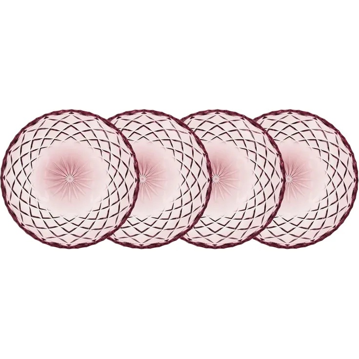 Lyngby Glas 4er-Set Teller 16 cm Sorrento Pink