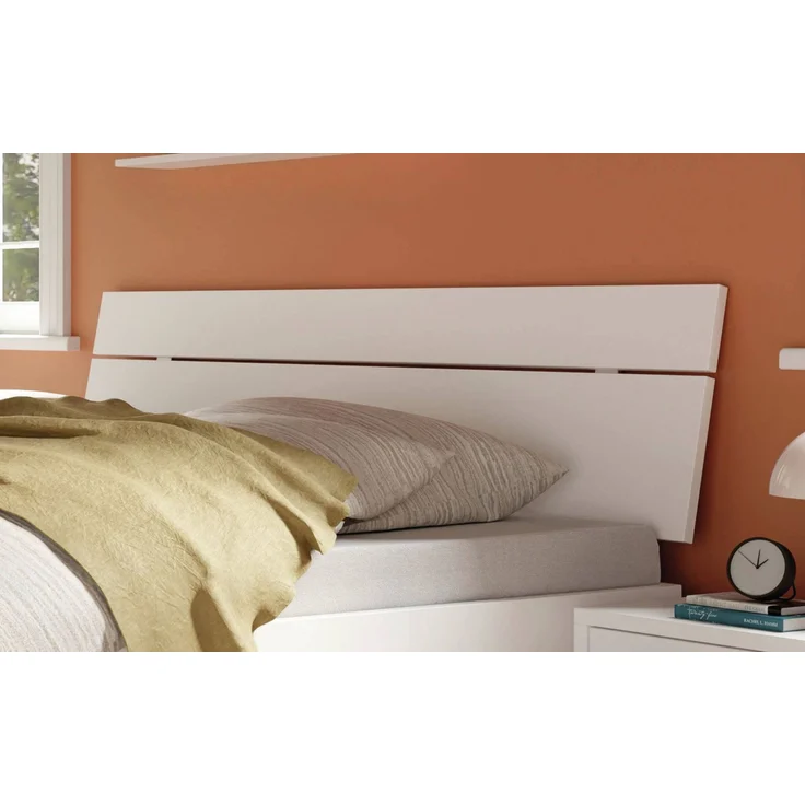Hasena Designbett Floris Trento Weiß mit Schrägfüßen 140x210 cm, Fußhöhe 20 cm MDF weiss deckend – Trento – Bild 3