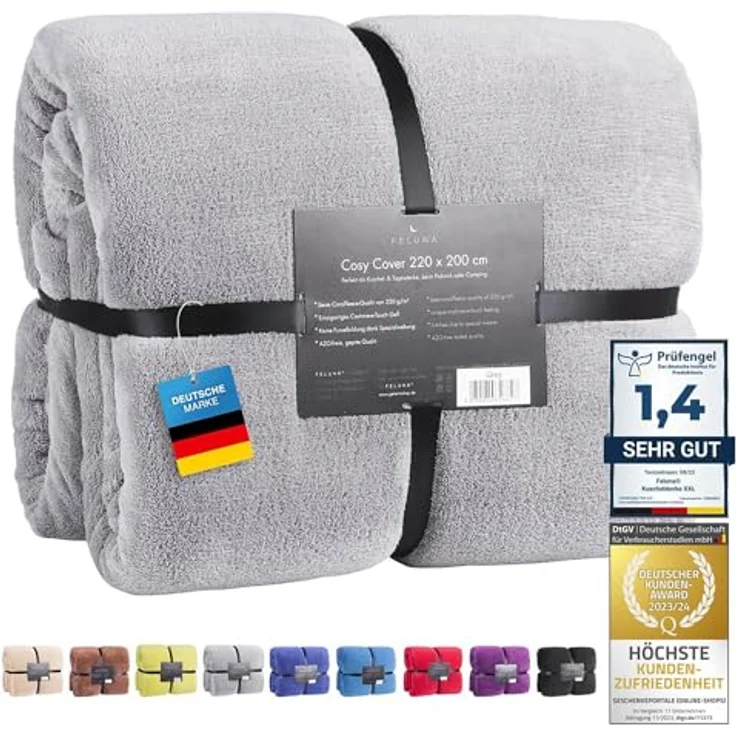 Wohndecke FELUNA Coral Fleece Kuscheldecke XXL – Superweicher Cashmere-Touch, Feluna, Tagesdecke Kaschmir-Touch 220 x 200 cm – Bild 2