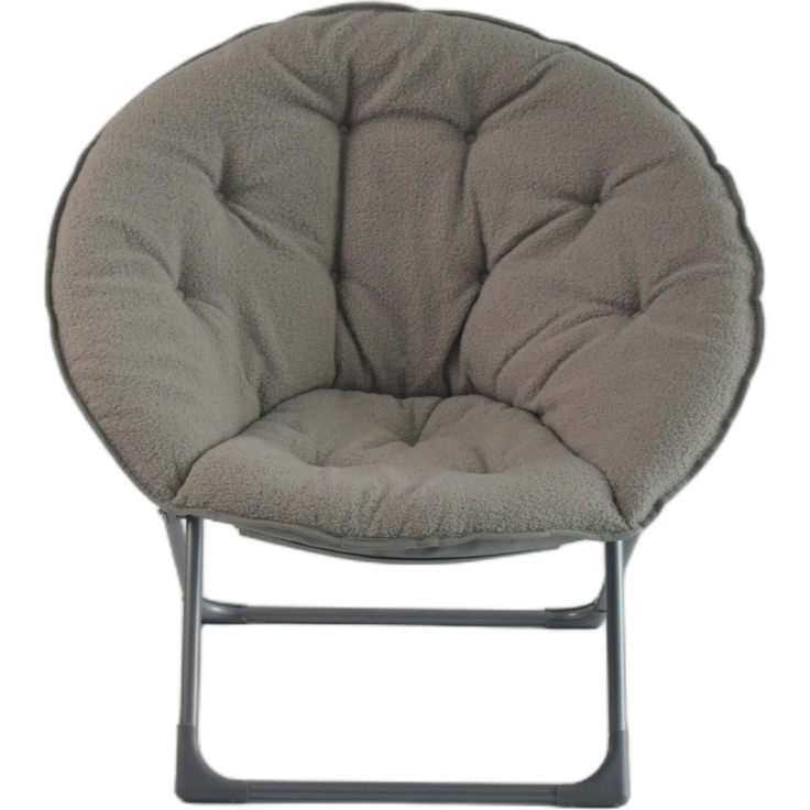 Sessel klappbar, kompakter Mondstuhl, grau mit Schafwoll-Polsterung und stabilem Metallgestell，80*80*37 cm – Bild 4