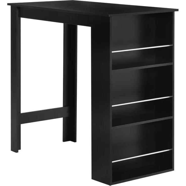 MELAYR, Hoher Bartisch, Küchentisch mit 3 Seitenablagen, Moderner Stil, für Esszimmer, Lounge, 112x57x106 cm, Schwarz – Bild 2