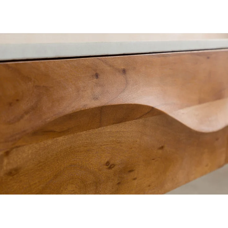 Lowboard Akazie 124 x 40 x 25 natur lackiert / Marmor weiß MONTREAL #132 – Bild 6