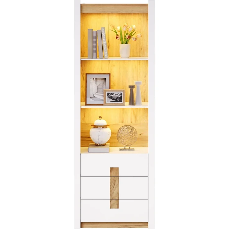 Vitrine 63 x 41,5 x 200 cm aus Spanplatte mit Schubladen und Bluetooth-LED-Beleuchtung – Bild 3