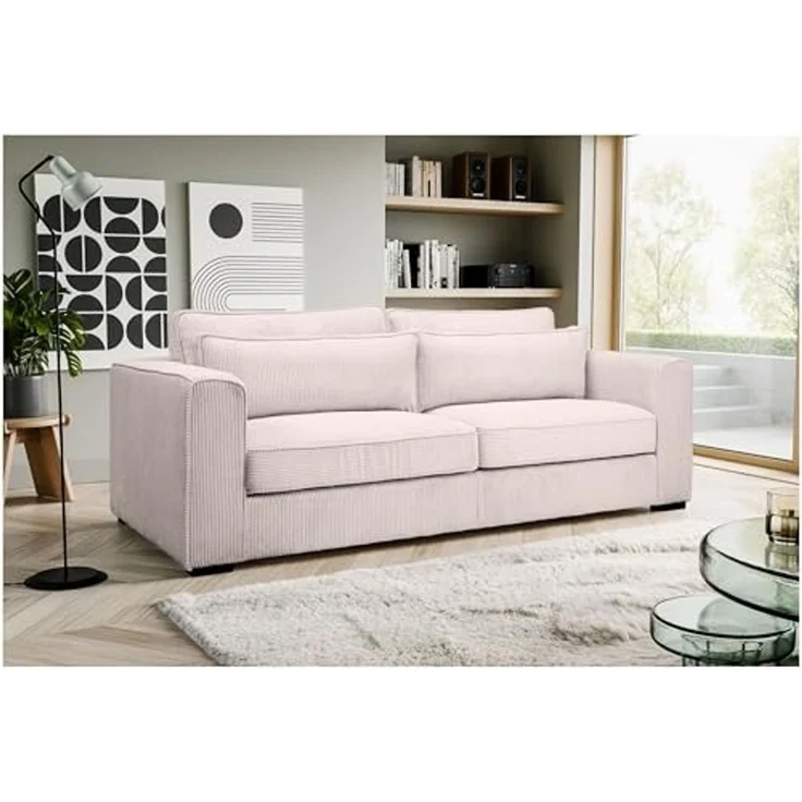 Sofa 3 Sitzer B/H/T: 241 x 92 x 112 cm in grau-beige – Bild 2