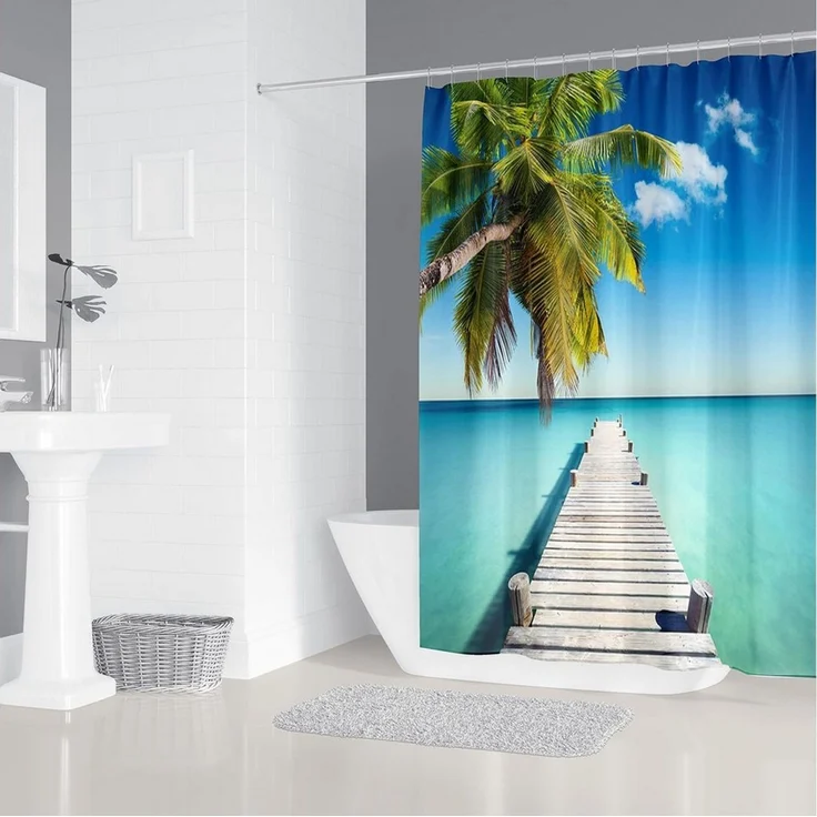 M&W DAS DESIGN Duschvorhang 180x200cm Shower curtains Anti schimmel Waschbar – Bild 2