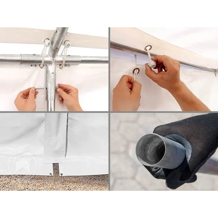 TOOLPORT Lagerzelt 5x10 m Zelthalle Unterstand Weidezelt PVC Plane 700 N wasserdicht in weiß – Bild 9