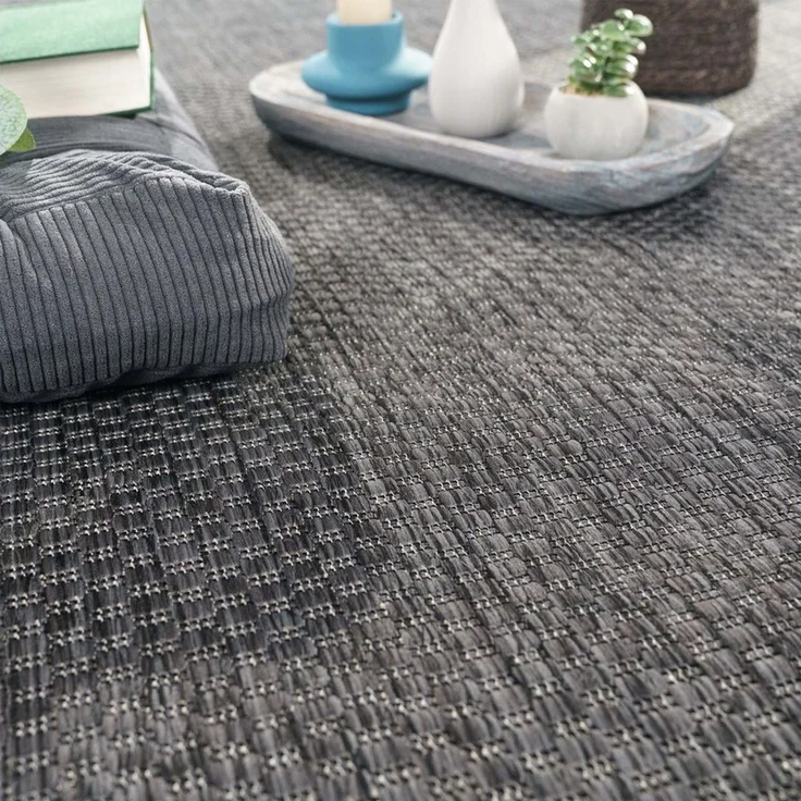 TaraCarpet Teppich Tara Carpet Columbia Meliert In & Outdoor auch für die Küche, rechteckig, Höhe: 5 mm, Balkon Terrasse Wintergarten anthrazit meliert Esszimmer 80x150 – Bild 3