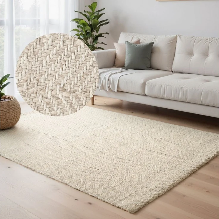 ELLE DECORATION Wollteppich Majoli, auch als Läufer, rechteckig, Höhe: 10 mm, Herringbone, Wolle, Jute, Natur, Wohnzimmer, Schlafzimmer, Boho,Skandi – Bild 5