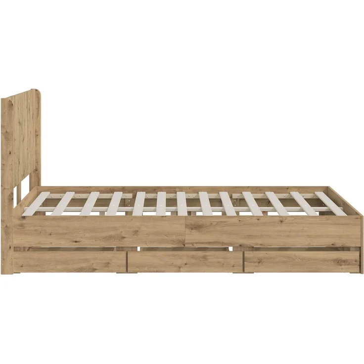 vidaXL Bettgestell mit Stauraum und Kopfteil Artisan-Eiche 3445819 – Bild 5