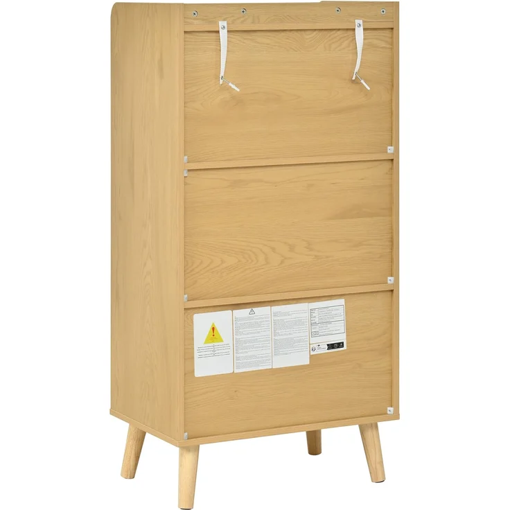 DESVIAE Sideboard mit 2 Rattantüren und offenen Fächern 60x121x40 cm Spanplatte Natur – Bild 9