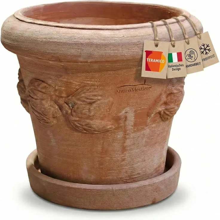 Terrakotta Blumenkübel Limoni Toscana 30 mit Teller