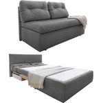 Schlafsofa 136 cm praktische Couch mit Funktion Bettkasten Gästebett in Grau