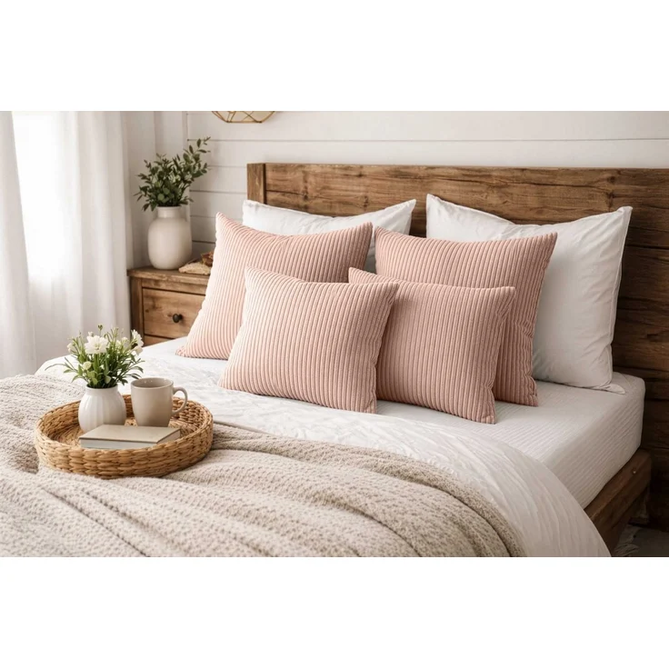 Amilian Dekokissen Sofakissen 4er Set mit Füllung - 2x 45x45 + 2x 35x45 cm, Hotelverschluss, waschbar, formstabil – Bild 1
