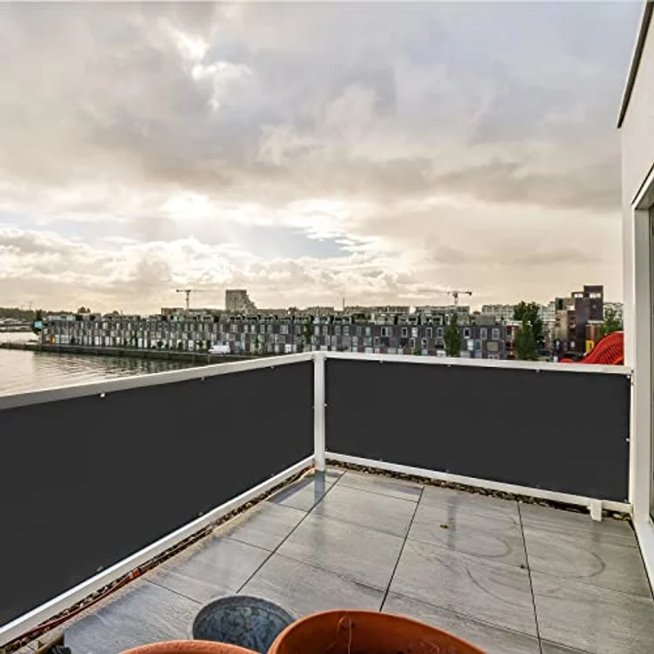 CCLIFE Balkon Sichtschutz Wind- und UV-Schutz Wetterfest 160 g/m2 mit Ösen Balkon sichtschutz Blickdicht 75x300 cm (3 Größen & 2 Farben) für Balkongeländer Terrasse Garten – Bild 5