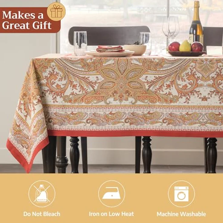 Maison d' Hermine Tischdecke aus 100% Baumwolle mit Paisleymuster, für Küche, Esszimmer, Dekoration, Partys, Hochzeiten, Erntedankfest, Weihnachten (rechteckig, 152x308 cm) – Bild 5