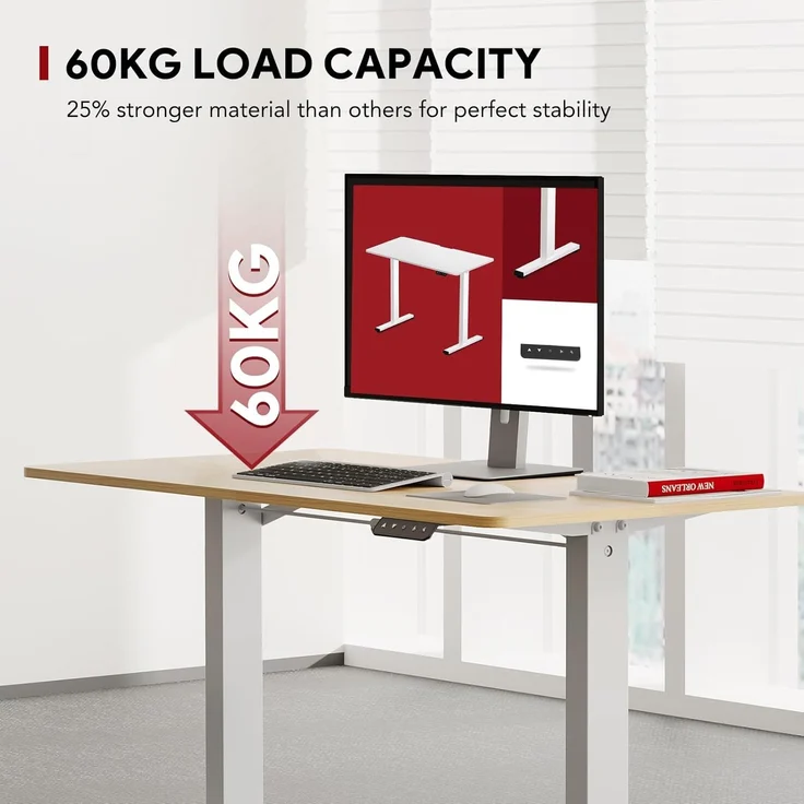 SANODESK Höhenverstellbarer Schreibtisch 160x75 cm Schreibtisch Höhenverstellbar Elektrisch Ergonomischer Steh-Sitz Tisch Computertisch für Heimbüro Homeoffice(ahorn) – Bild 5