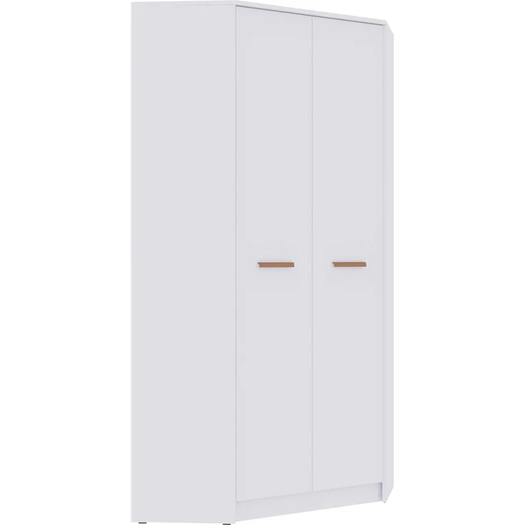 Marmex Möbel Grant 08N Eckkleiderschrank mit Kleiderstangen und Einlegeböden, laminierte Spanplatte, weiß, 91x195x91 cm – Bild 5